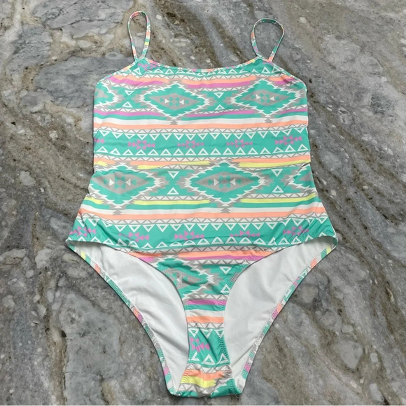 Chubbies The Oasis Aztec Teal One Piece Swimsuit Southwestern Western Ro… - Picture 1 of 8